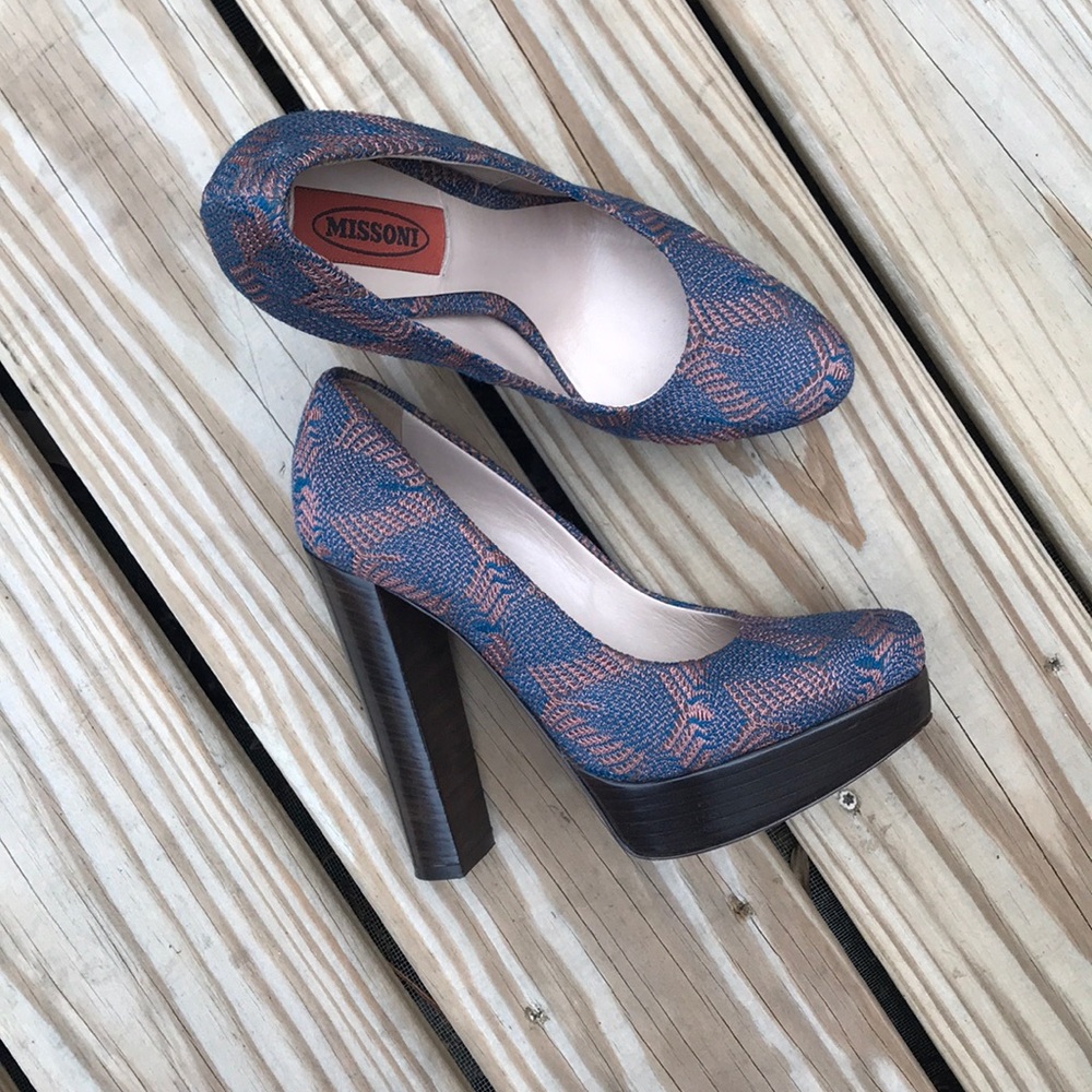 Missoni woven platform pumps
